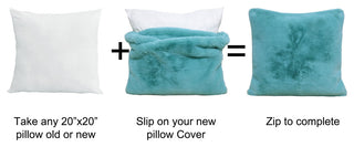 Faux Fur Pillow Shell Set, Blue Turquoise, 2 Piece, 20"x20"