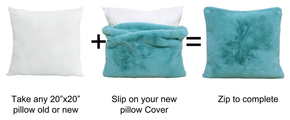 Faux Fur Pillow Shell Set, Blue Turquoise, 2 Piece, 20"x20"