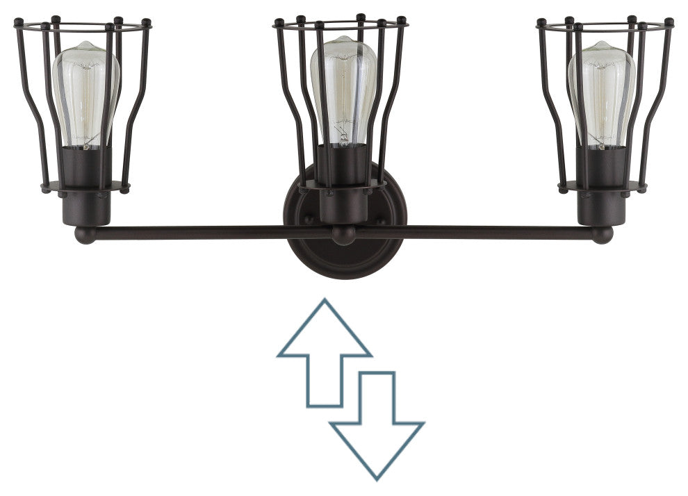 Evelyn Metal Vanity Light, Oil Rubbed Bronze, 3-Light