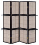 4 Panel Screen with 4-Shelf, Tan and Cappuccino