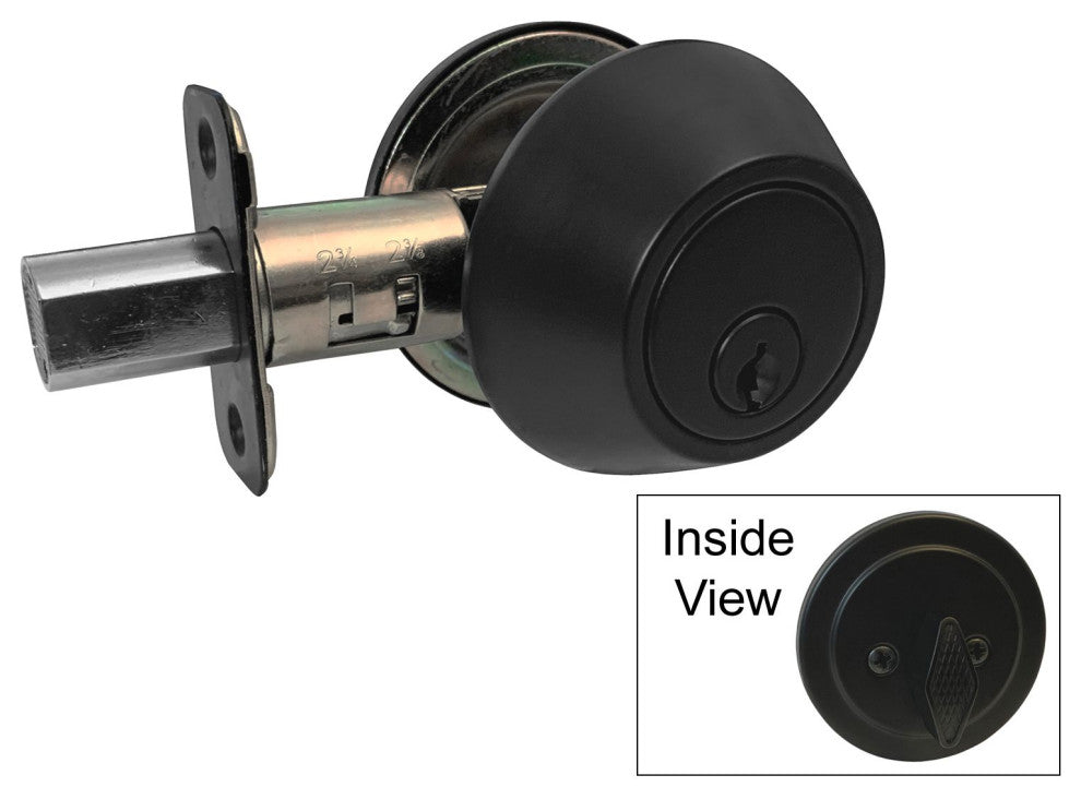 Round Door Knob, Black, Deadbolt
