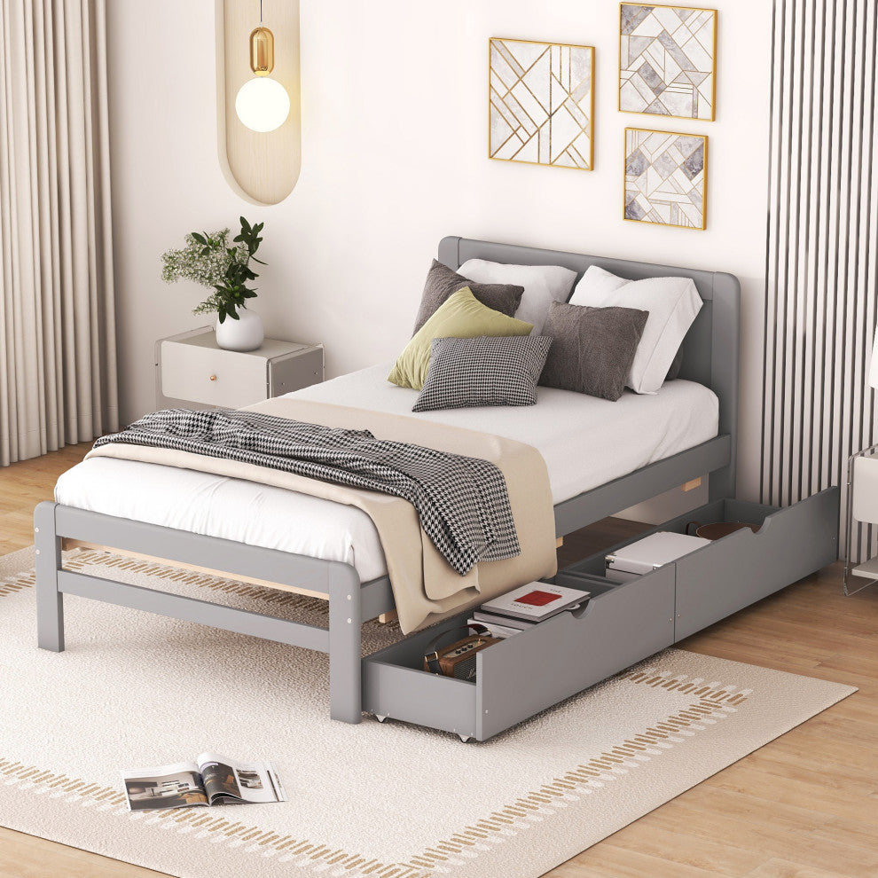 Gewnee Modern Design Twin Size Platform Bed Frame