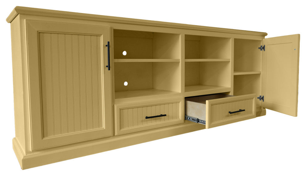 90" Modern Coastal TV Center, Cupola Yellow