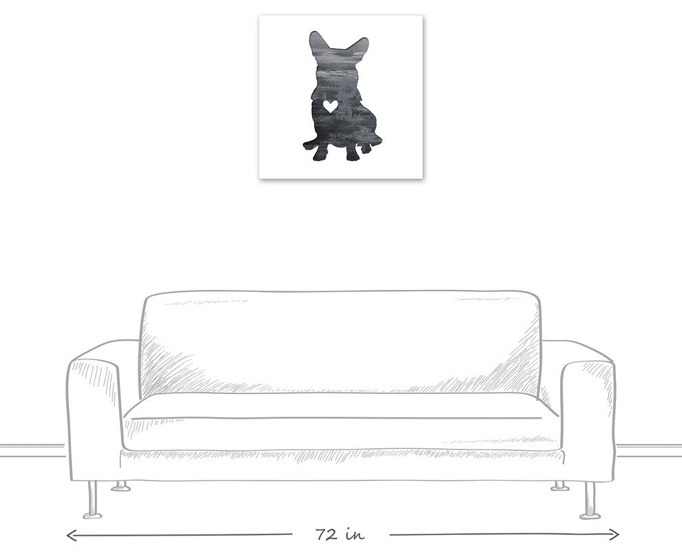 Designs Direct Creative Group Ink Silhouette Corgi 24x24 Canvas Wall Art