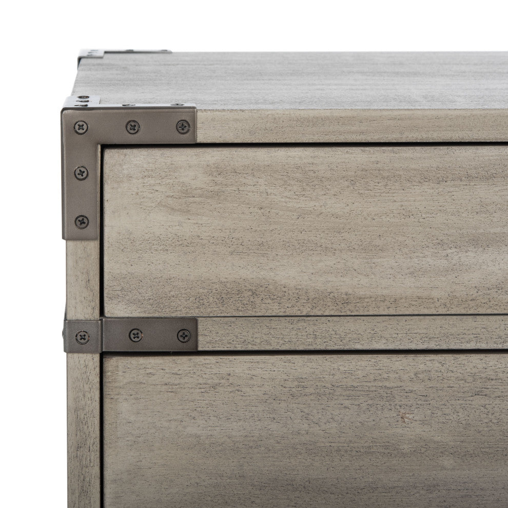 Safavieh Couture Nisha 3 Drawer Wood Nightstand, Light Grey