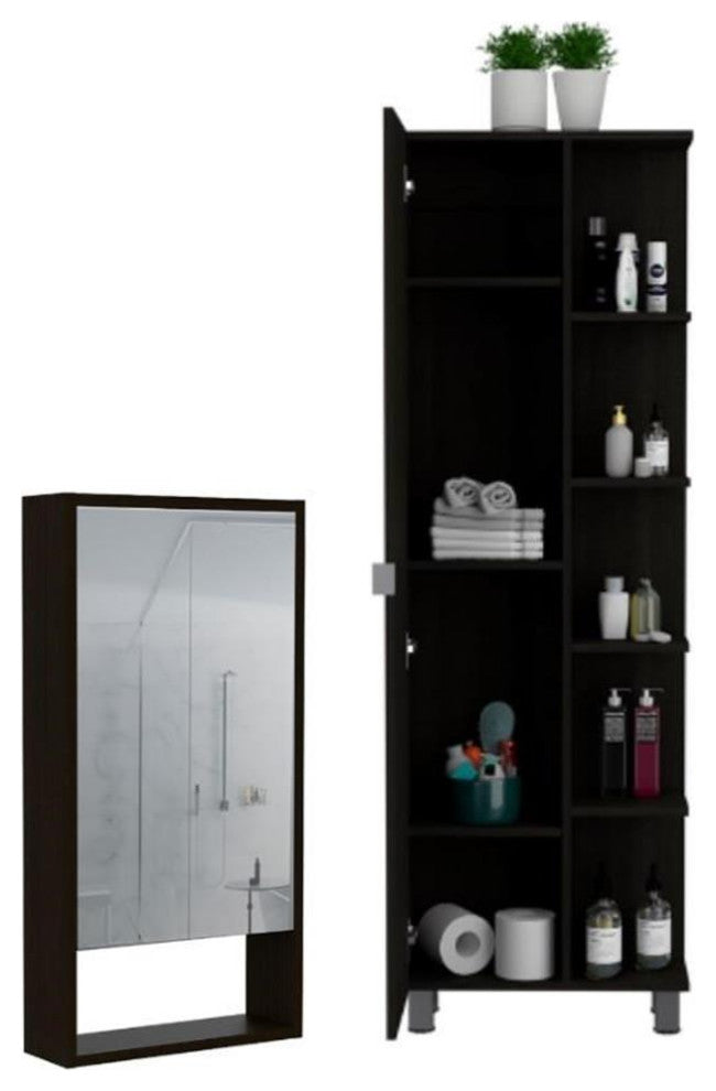 Home Square 2-Piece Set with Medicine Mirror Cabinet and 62" Linen Cabinet