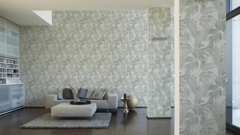 Sample, Botanical Jungle Textured Wallpaper Featuring Tropical Leaves, 373964