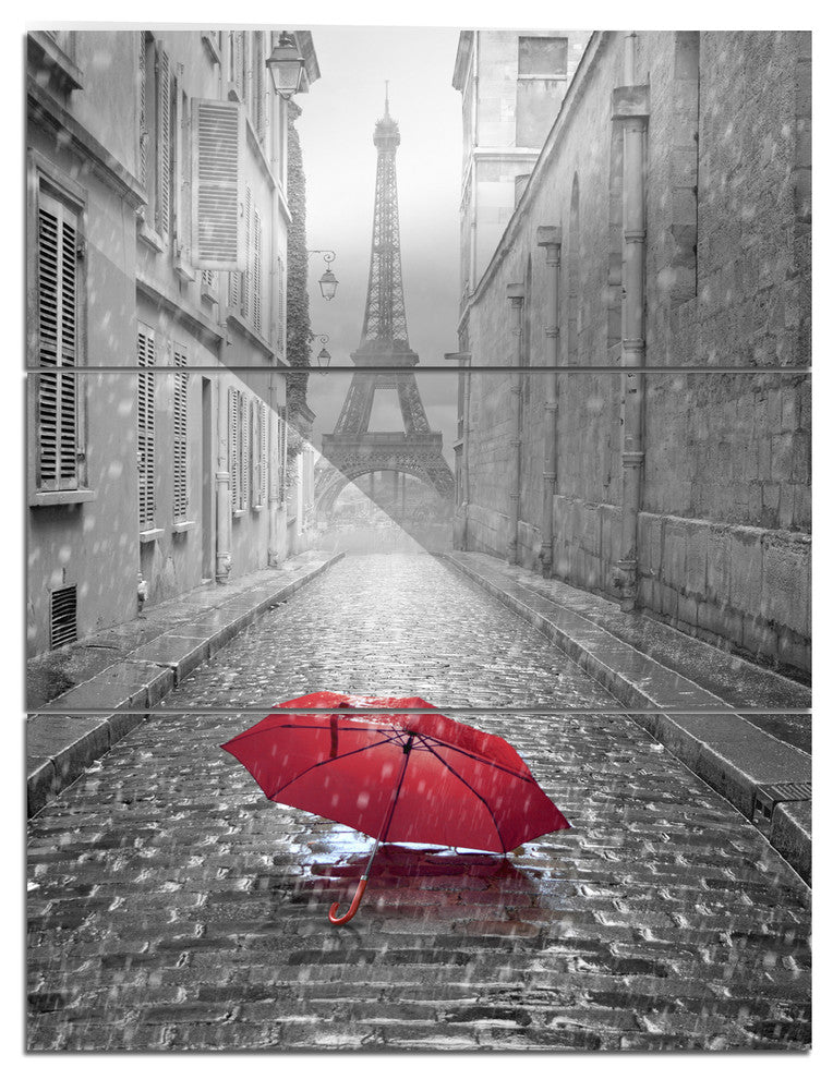 "Eiffel View from Paris Street" Photo Metal Wall Art, 3 Panels, 28"x36"