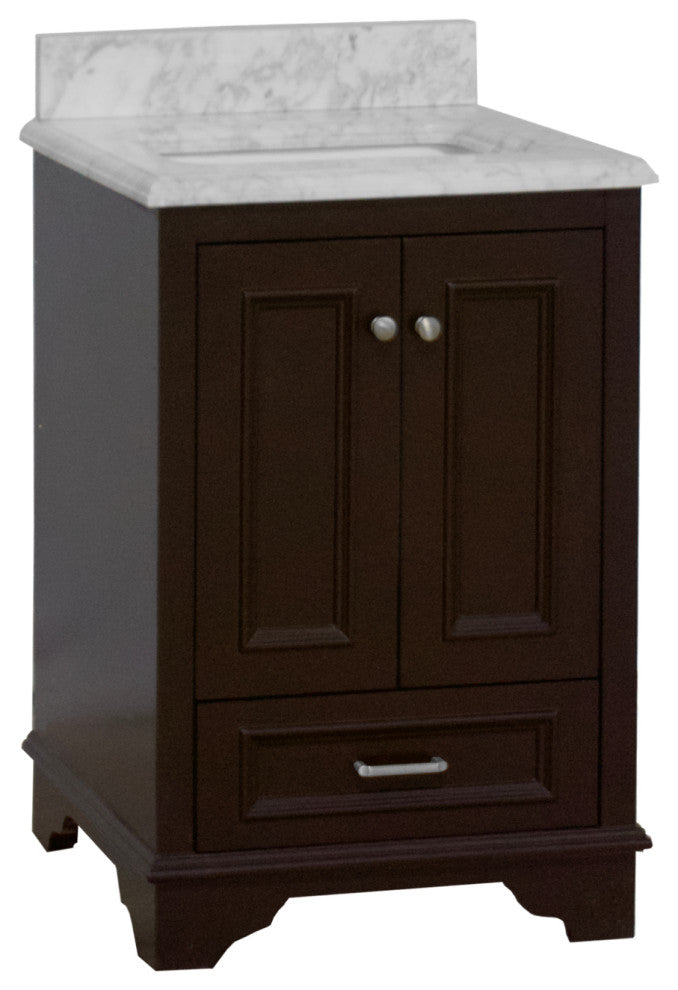 Nantucket 24" Bathroom Vanity, Chocolate, Carrara Marble