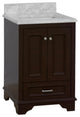 Nantucket 24" Bathroom Vanity, Chocolate, Carrara Marble