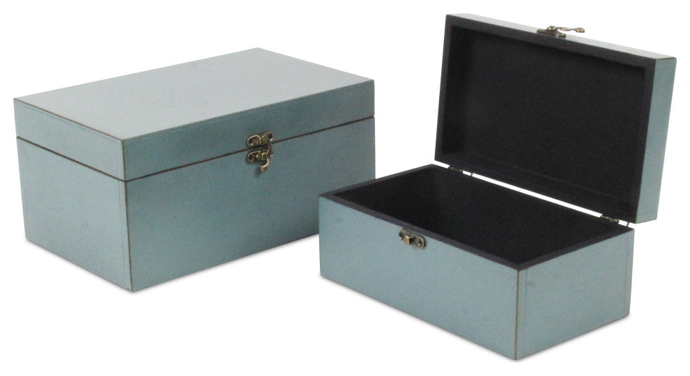 Weathered Blue Boxes, Set of 2