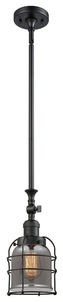 Small Bell Cage 1-Light Mini Pendant, Matte Black, Plated Smoke
