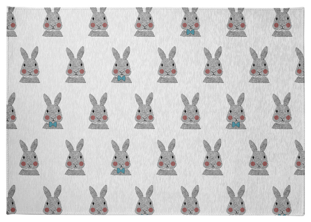 Bunny Fluffle Easter Chenille Rug, Explorer Blue, 5'x7'
