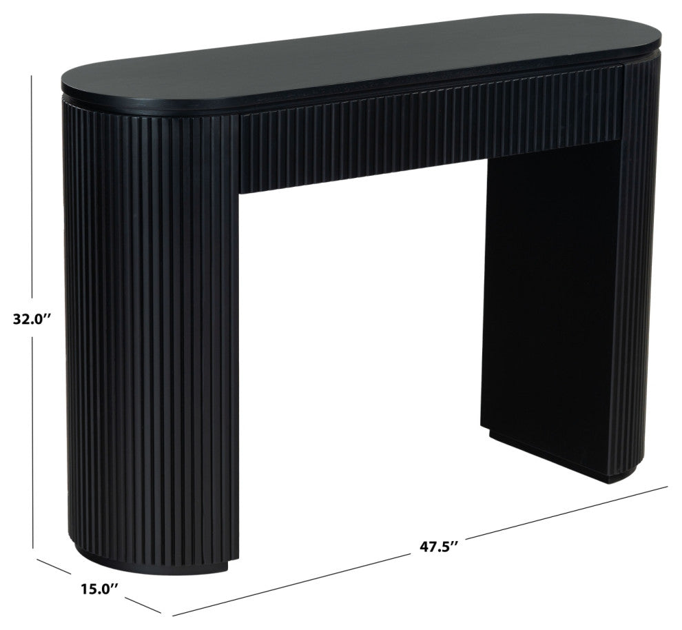 Safavieh Couture Rikki Fluted 1 Drawer Console, Black