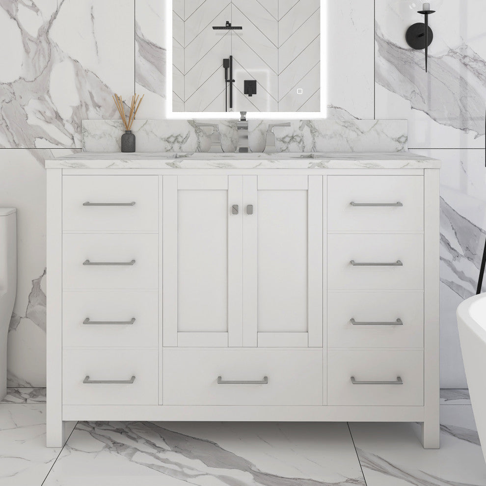 48" Single Bathroom Vanity Set with Marble Top