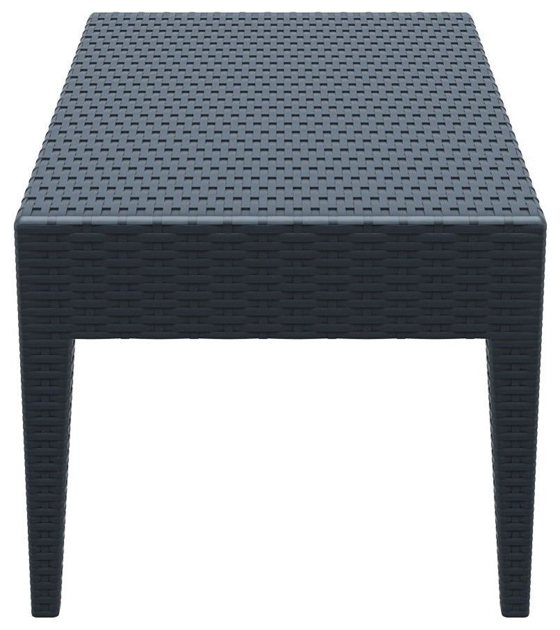 Miami Rectangle Resin Coffee Table, Dark Gray