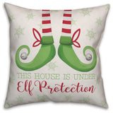 This House Is Under Elf Protection 16"x16" Throw Pillow