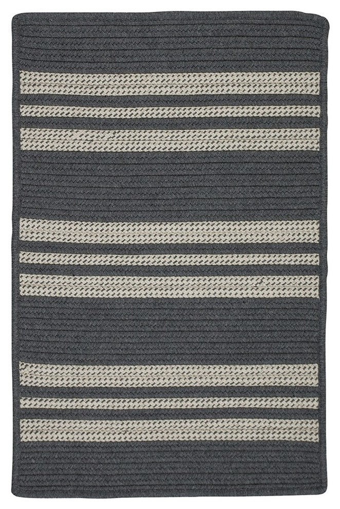 Sunbrella Southport Stripe UH49 Granite Sunbrella Area Rug, Rectangular 8'x10'