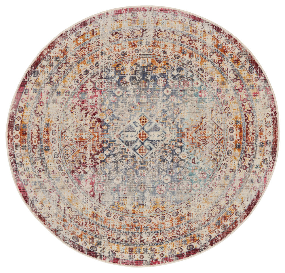 Nourison Vintage Kashan 6' x Round Multicolor Vintage Indoor Area Rug