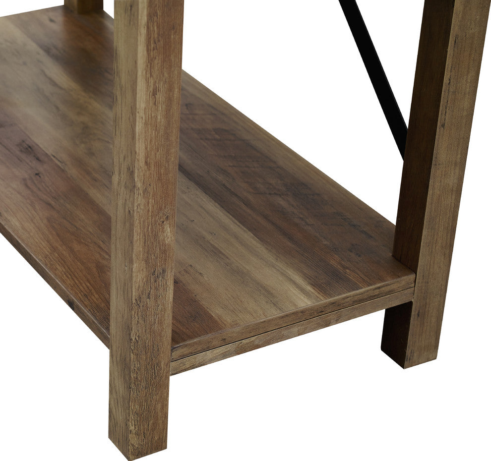 64" Farmhouse Metal X Bookcase, Rustic Oak