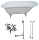 54" Cast Iron Clawfoot Tub w/Faucet Drain and Supply Lines, White/Brushed Nickel