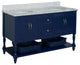 Beverly 60" Bath Vanity, Royal Blue, Carrara Marble, Double Vanity
