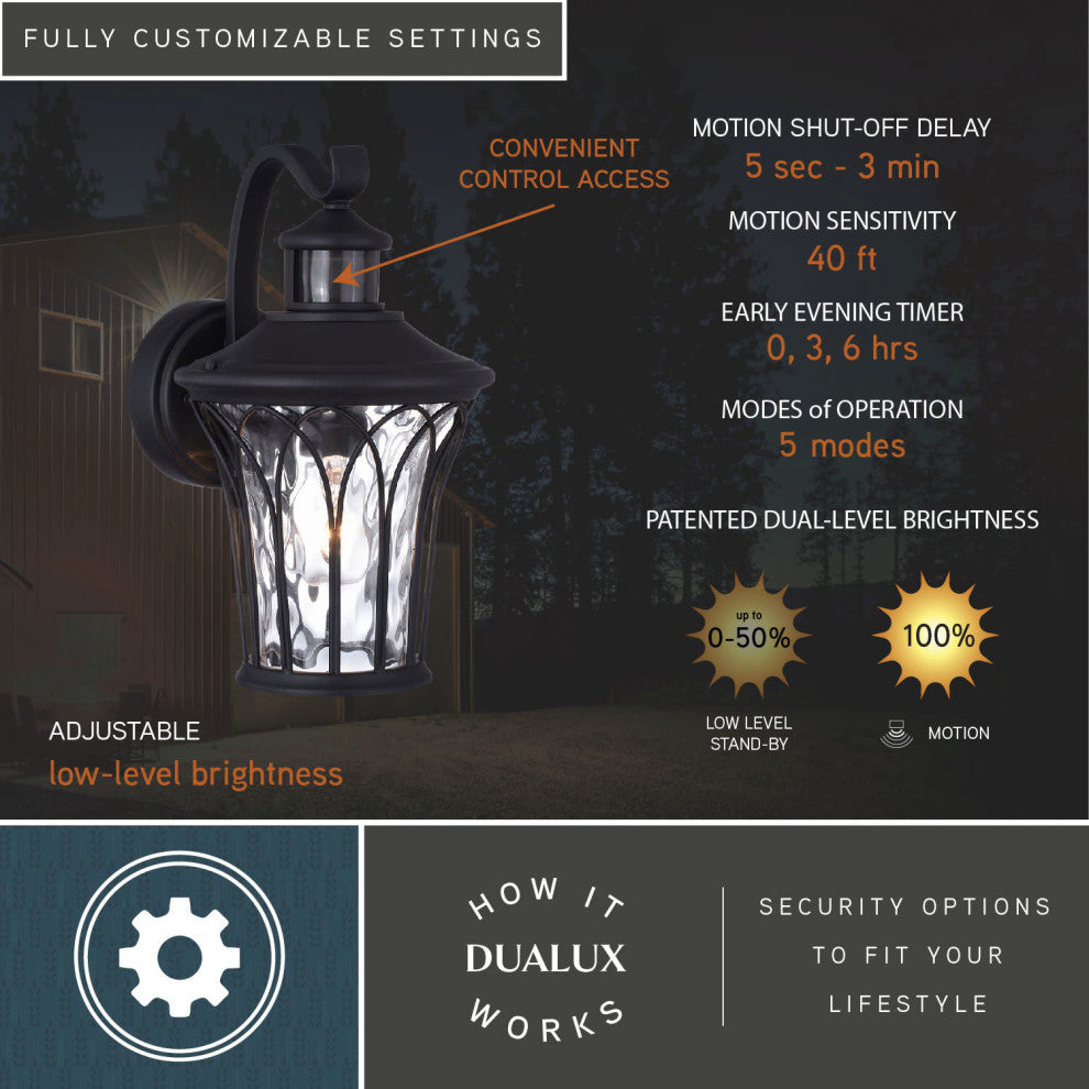 Abigail Dualux 7.5" Outdoor Motion Sensor Wall Light Textured Black