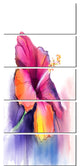 "Red Yellow Hibiscus Flower in Blue" Flower Wall Art, 5 Panels, 28"x60"