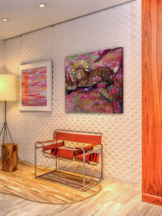 "Leopard and Butterfly" Painting Print on Wrapped Canvas
