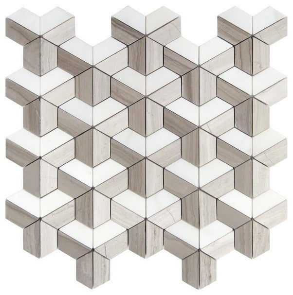 Dimensions 3D Block Mosaic Tile, 12"x12", Set of 30