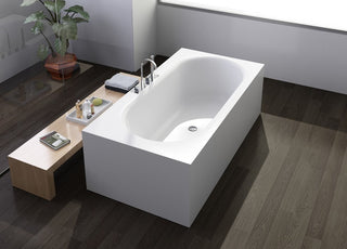 ADM Rectangular Freestanding Bathtub, Matte White, 70.8"