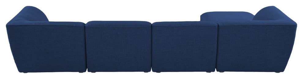 Miramar Linen Textured Fabric  5-Piece Modular L-Shaped Sectional, Navy