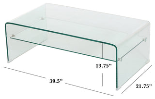 GDF Studio Classon Glass Rectangle Coffee Table With Shelf