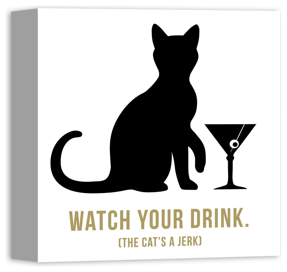 Designs Direct Creative Group Jerk Cat Martini 12x12 Canvas Wall Art