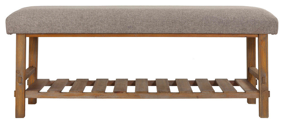 Cortesi Home Helsinki Dining Bench, Gray Fabric and Wood Base