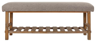 Cortesi Home Helsinki Dining Bench, Gray Fabric and Wood Base