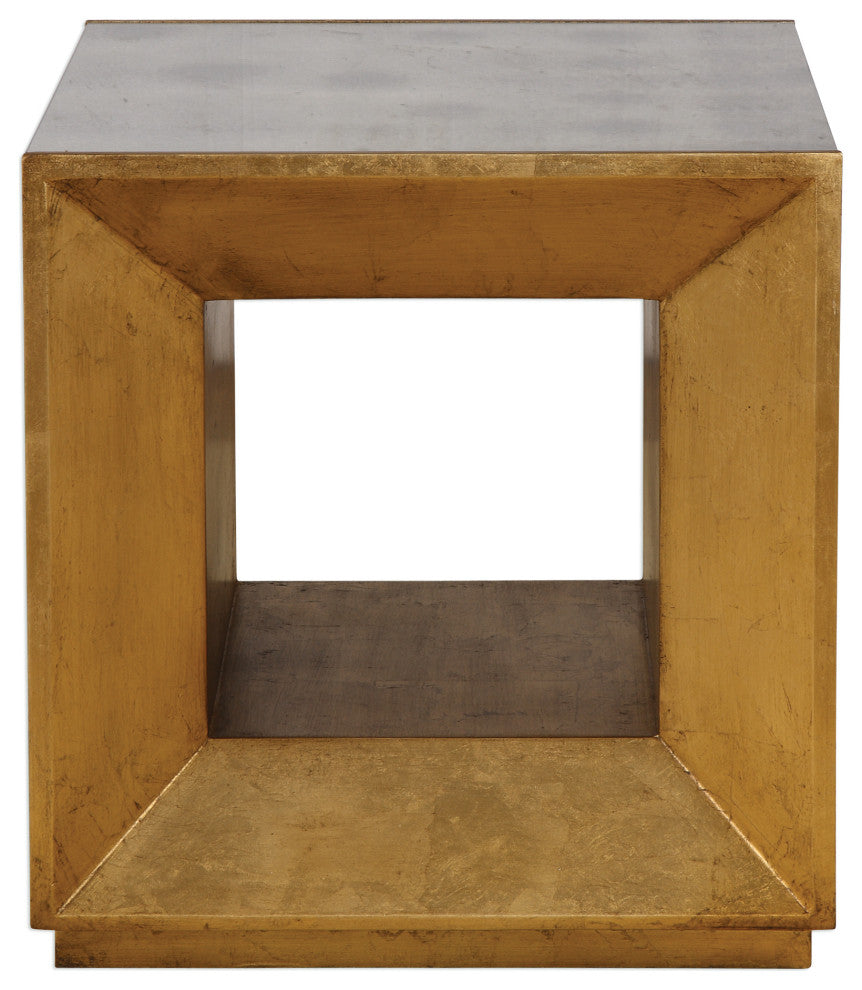 Uttermost Flair Gold Cube Table