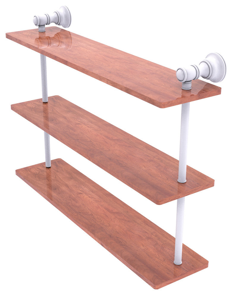 Carolina 22" Triple Wood Shelf, Matte White