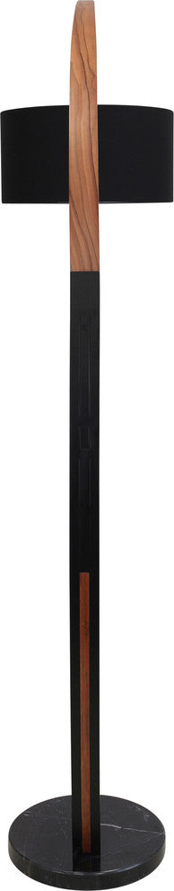 Noah Mid-Century Modern Floor Lamp With Walnut Wood Frame and Marble Base