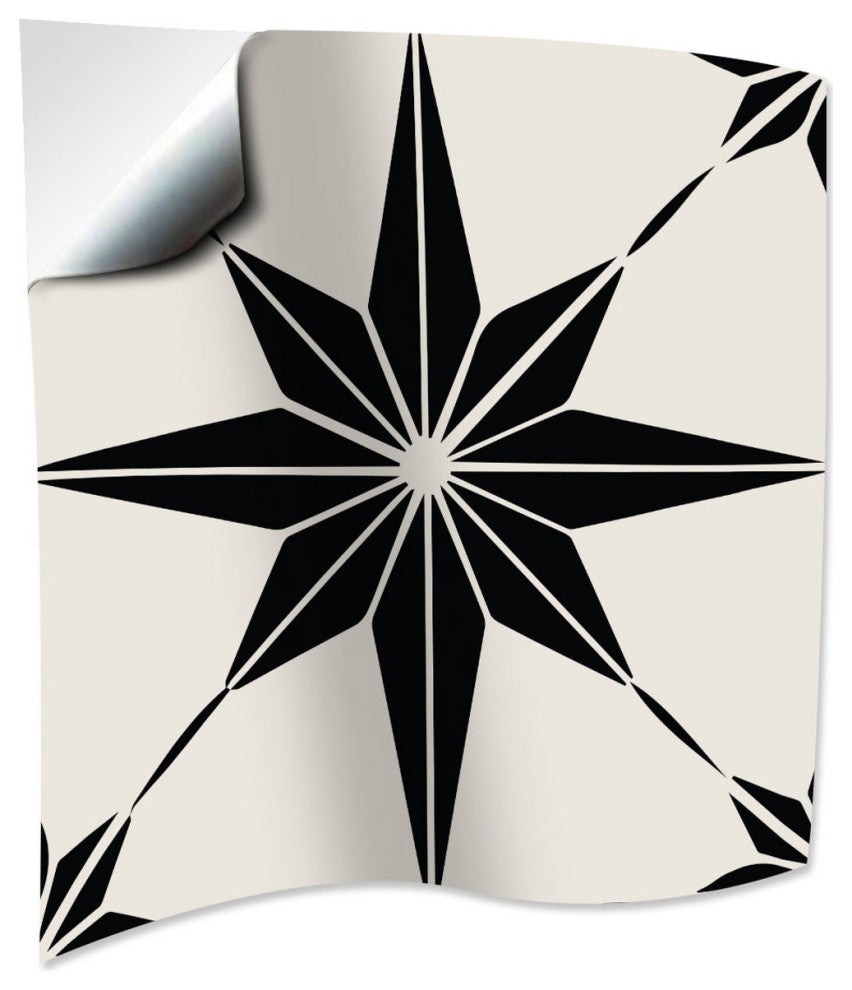 4"x4" Black and White Mono Cross Peel and Stick Tiles