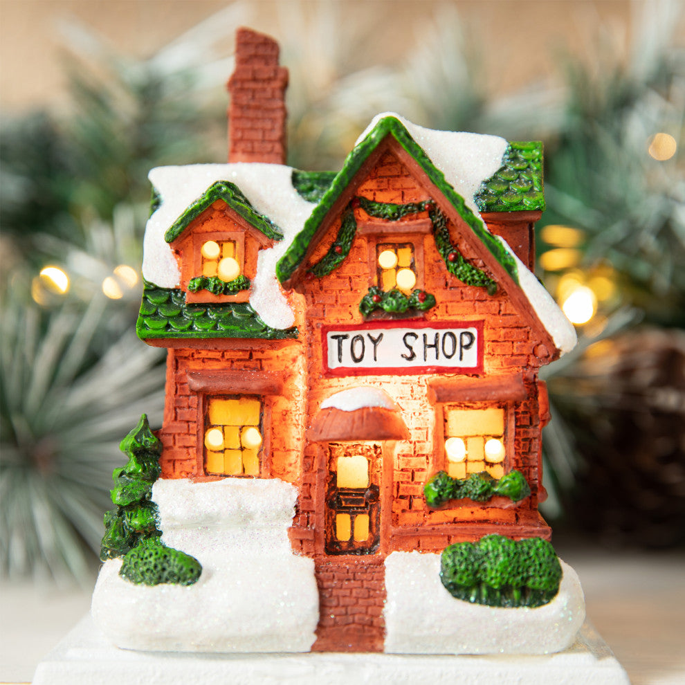3-Piece Set Lighted Resin House Stocking Holder