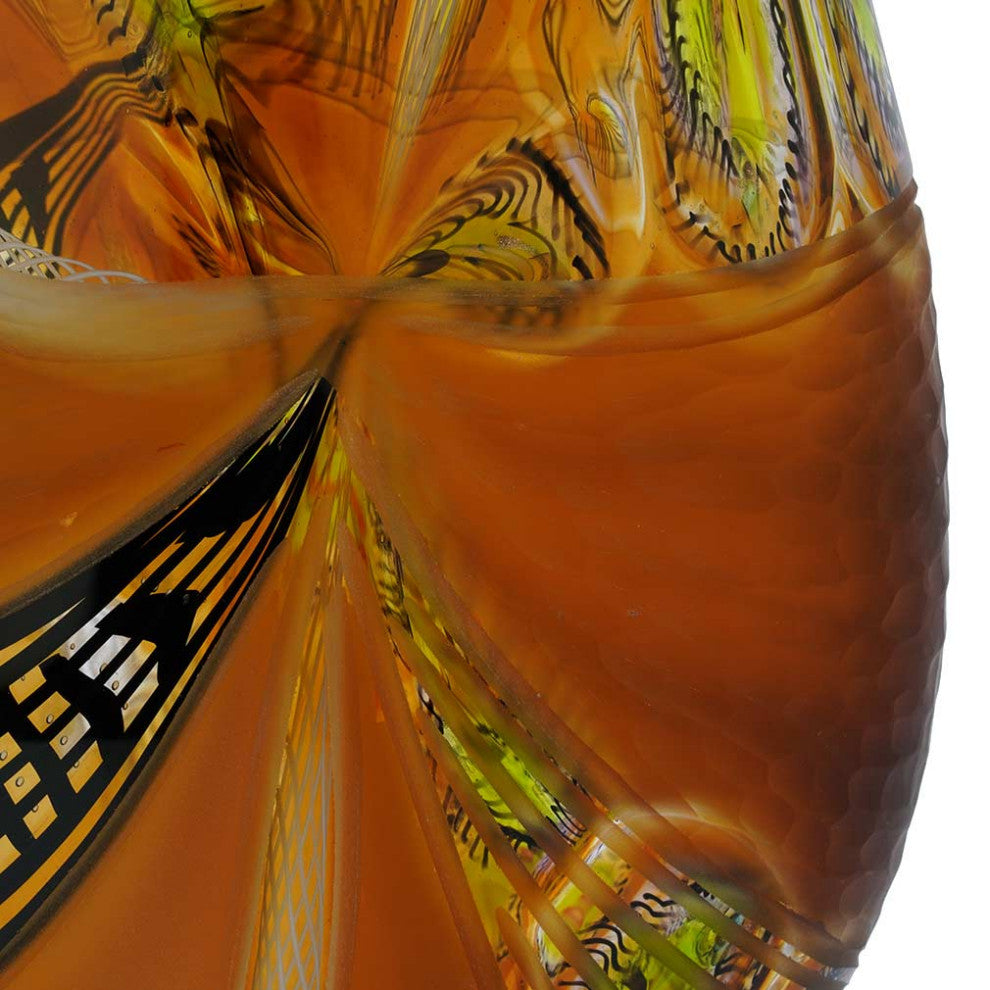 GlassOfVenice Battuto Murano Glass Vase - Amber Brown