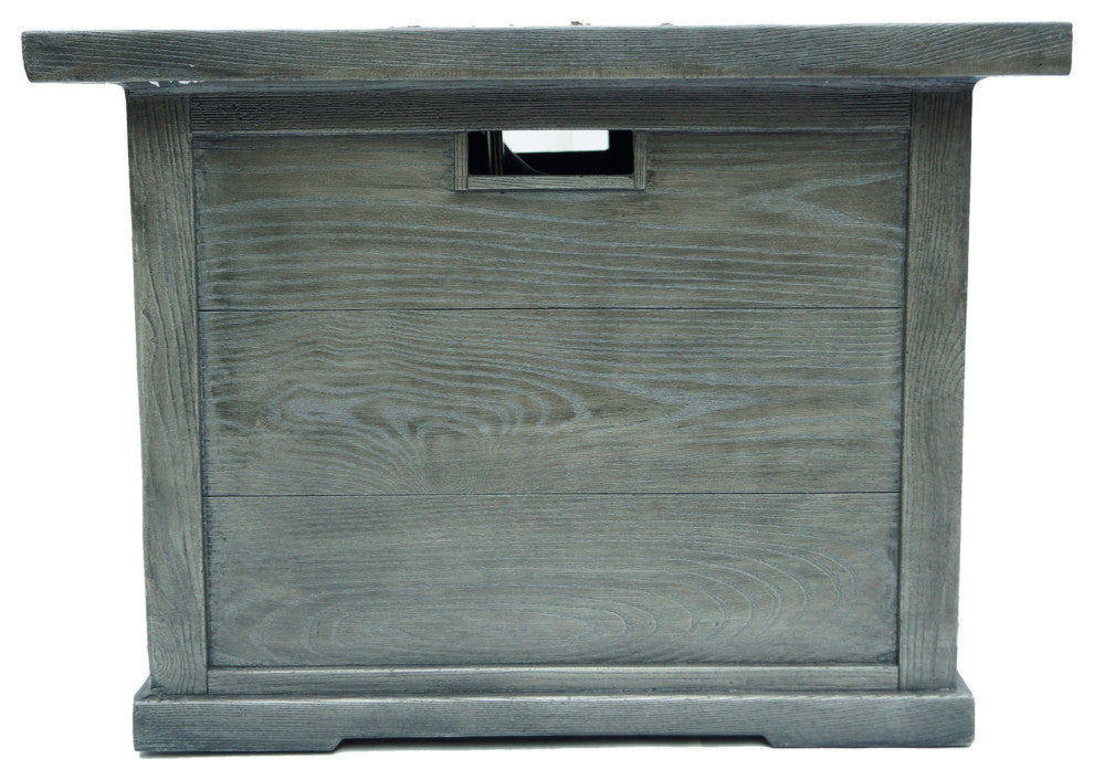 GDF Studio Ellesmere Outdoor Wood Patterned Square Gas Fire Pit, Gray Wood Patte