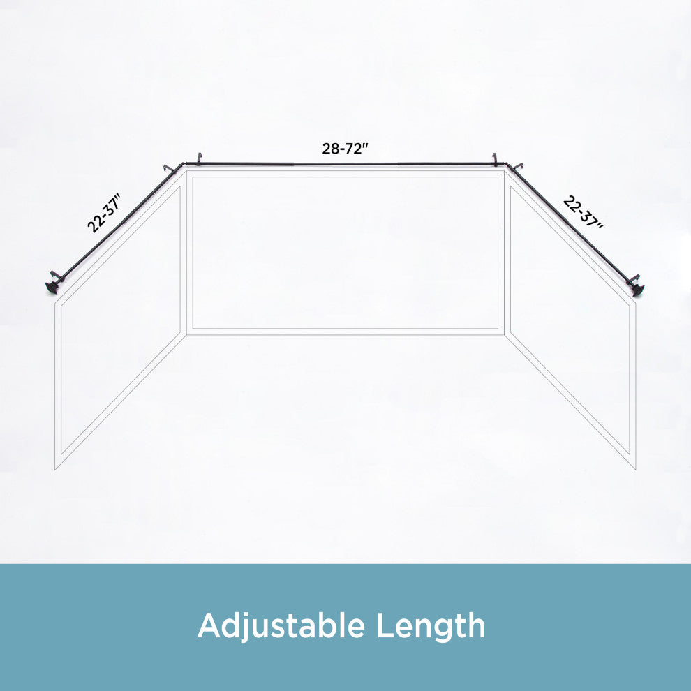 KenneyÂ® Mission 3/4" Decorative Bay Window Curtain Rod, Black