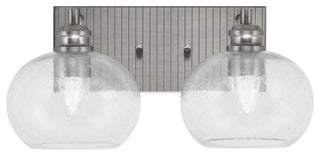 Edge 2-Light Bath Bar, Brushed Nickel Finish, 7" Clear Bubble Glass