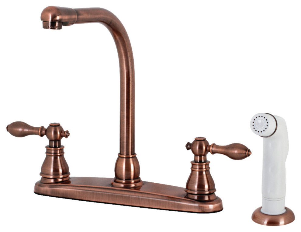 KB716ACL Centerset Kitchen Faucet With Side Sprayer, Antique Copper