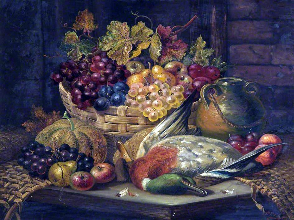 Fruit in A Basket Duck Fowl Accent Tile Mural Kitchen Backsplash, 6"x8", Glossy
