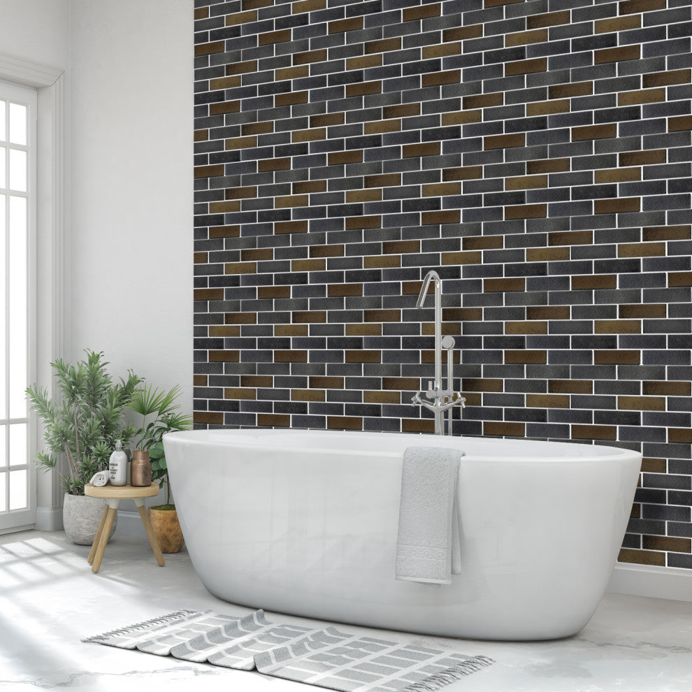 Lorca 11.18x9.84, Gray Subway Lava Stone Mosaic Floor/Wall Tile, Sample