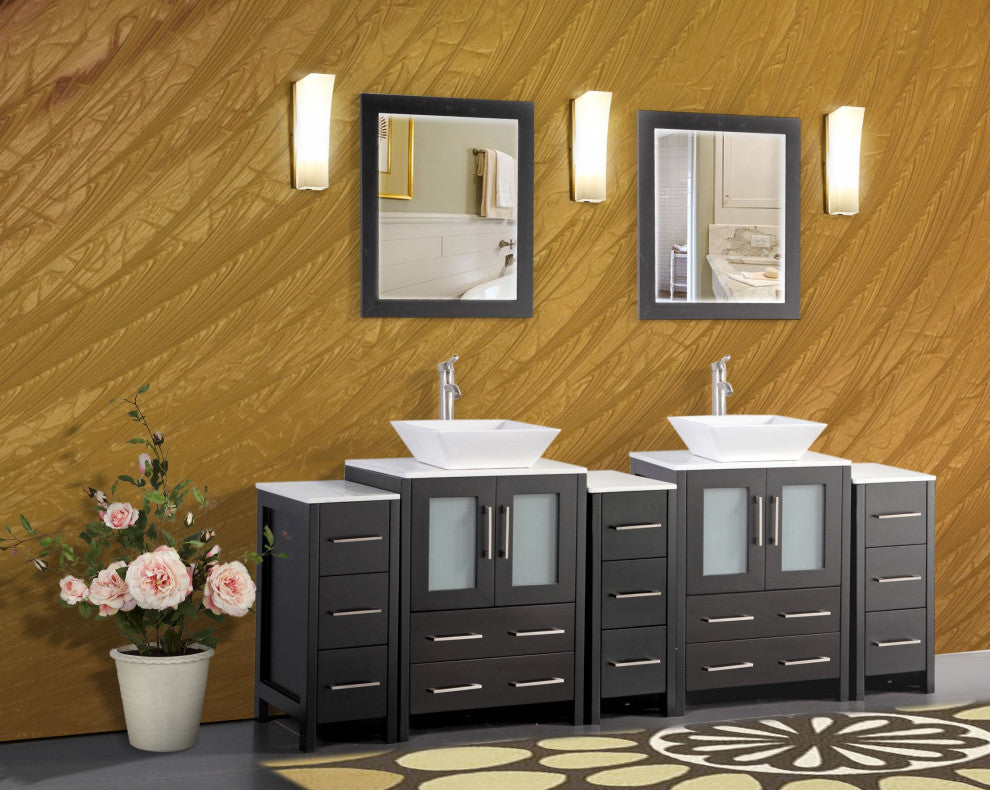 Vanity Art Bathroom Vanity Set With Sink, Espresso, 84", Standard Mirror