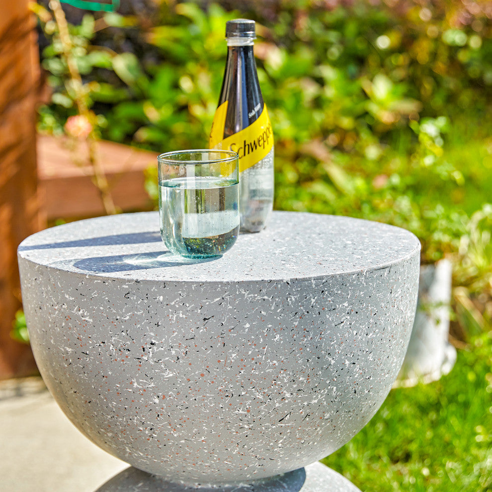 17.75'' Multi-Functional Mgo Sand Terrazzo Garden Stool, Gray